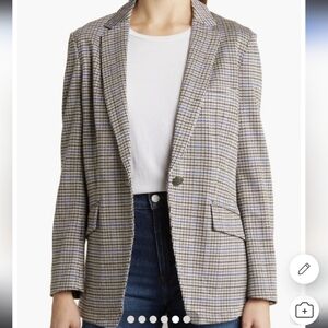 Rag & Bone Margot Tan Multi Houndstooth Checkered Blazer